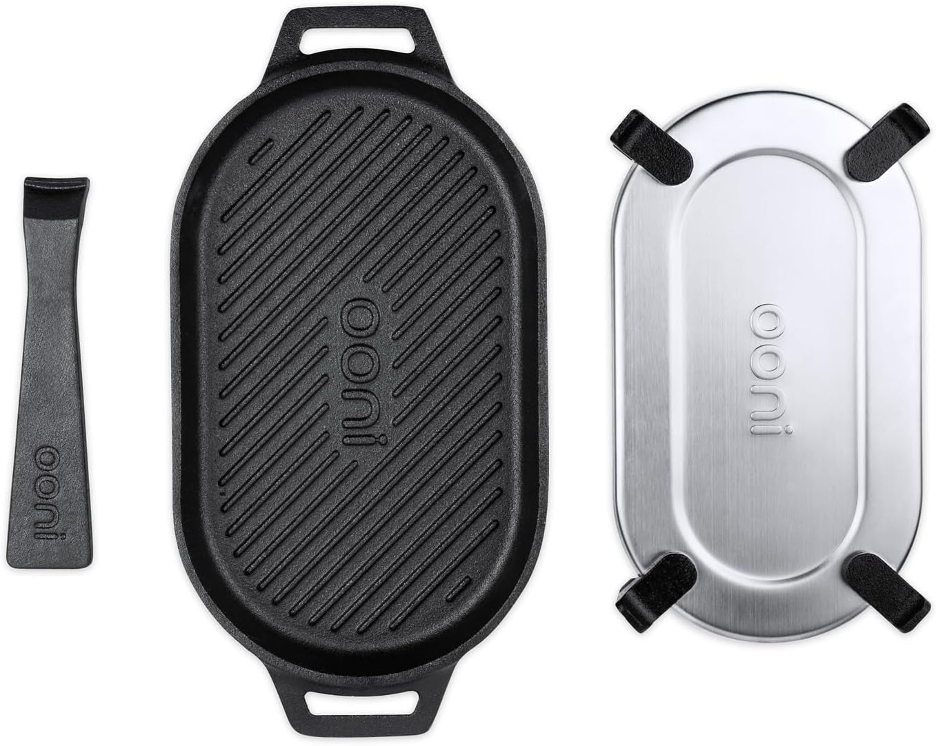 ooni-cast-iron-grizzler-pan-grill-frying-pan-12-x-6-griddle-plate-with-removable-handle-and-stainless-steel-trivet-pre-seasoned-non-stick-oven-safe-cookware-pizza-oven-and-bbq-accessories