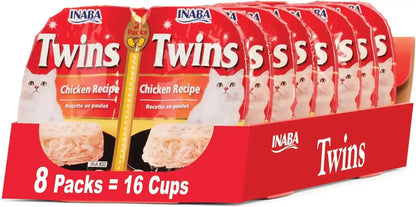 INABA Twins for Cats, Shredded Chicken & Broth Gelée Side Dish/Topper Cups with Green Tea Extract, 1.23 Ounces per Serving, 16 Servings, Tuna & Chicken with Scallop Recipe9