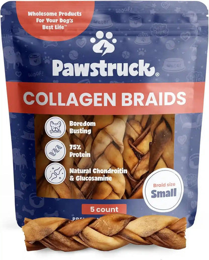 Pawstruck Natural Large 10-13” Beef Collagen Braids for Dogs – Long-Lasting Rawhide & Bully Stick Alternative, with Chondroitin & Glucosamine – 3 Pack11