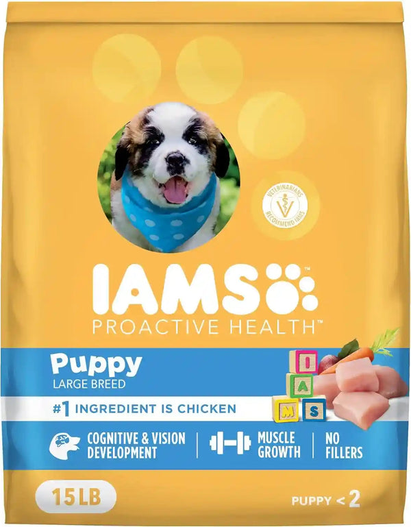 IAMS Proactive Health Large Breed Puppy Dry Dog Food, Chicken, 30.6 Lb | Real Chicken #1 Ingredient, Omega-3 DHA for Cognitive & Vision Development, Optimal Calcium for Bones & Joints, Vitamin E11