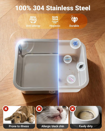 12L/3.17Gal Dog Water Fountain with Silicone Mat & 3 Filters, Stainless Steel Multi Pet Water Dispenser, Quiet Automatic Dog Water Bowl Dispenser with Visible Window & Alert Light for Large Dogs Cats4