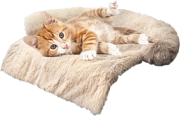 Calming Dogs/Cats Bed Mats, Dog Pad Washable Removable Couch Cover, Plush Long Fur Mat for Pets, Waterproof Lining, Perfect for Small, Medium and Large Dogs and Cats (Gradient Gray, 36"X31")24
