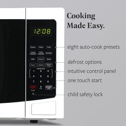1.1 Cu. Ft. Countertop Microwave Oven – 1000 Watts Power, Auto Cook Settings, Defrost, Easy Clean and Child Safety Lock - White3