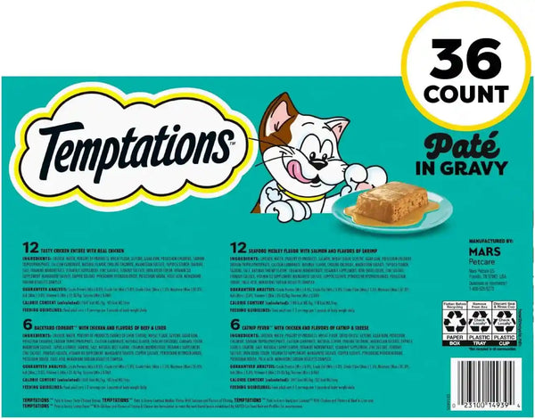 Temptations Pate in Gravy Wet Cat Food, Variety Pack, 3.5 Oz, 36 Count | Real Chicken or Salmon, 35 Vitamins & Minerals, Antioxidant Vitamin E, No Artificial Flavors, Supports Health & Hydration9