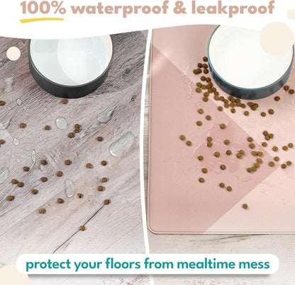 Large Dog Mat for Food and Water, Cat Feeding Mat | Large Waterproof Dog Bowl Mat | Non-Slip Pet Food Mat for Floors | Pet Mats for Food and Water | Easy to Clean2
