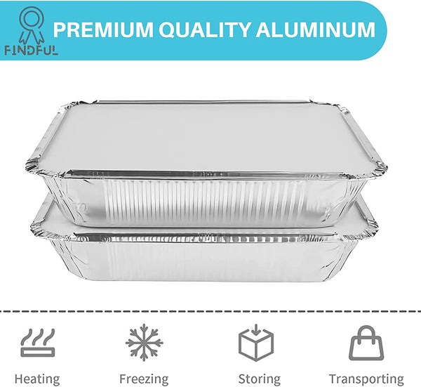 Aluminum Pans with Lids (50-Pack, 8.5"×6") 2.25 LB Capacity Foil Food Containers with Lids - 50 Pans and 50 Cardboard Covers - Disposable Tin Foil Pans - for Baking, Meal Prep and Freezer, Takeout3