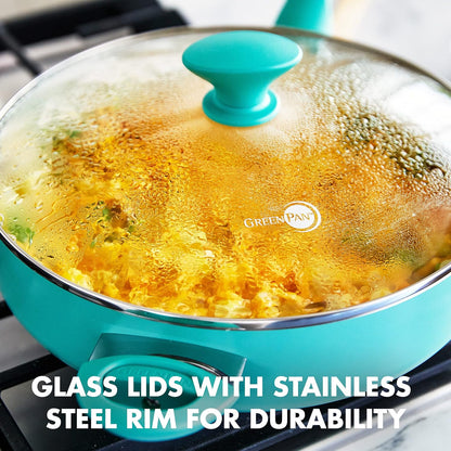 Rio Healthy Ceramic Nonstick 5QT Saute Pan Jumbo Cooker with Helper Handle and Lid, Pfas-Free, Dishwasher Safe, Turquoise4