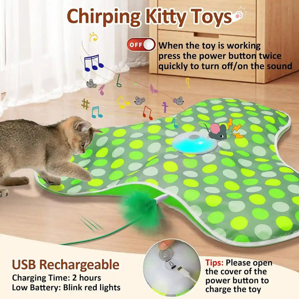 Sofolor Interactive Cat Toy, Automatic Cat Toys for Indoor Cats, Hide and Seek Cat Toy with Motion Activated, Moving Feather, Chirping, USB Rechargeable5