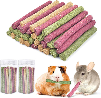 ERKOON Timothy Hay Sticks,Rabbit Chew Toys for Teeth Natural Molar Sticks Rabbits Treats for Bunnies, Chinchilla Guinea Pigs, Gerbil, Hamster (25 Pcs)10
