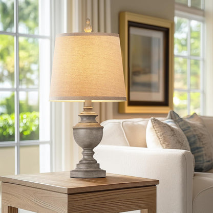 Retro Table Lamps Set of 2, Bedside Lamp for Bedroom Rustic Farmhouse Table Lamps for Living Room, 22" Vintage Nightstand Lamps with White Shades, Antique Grey8