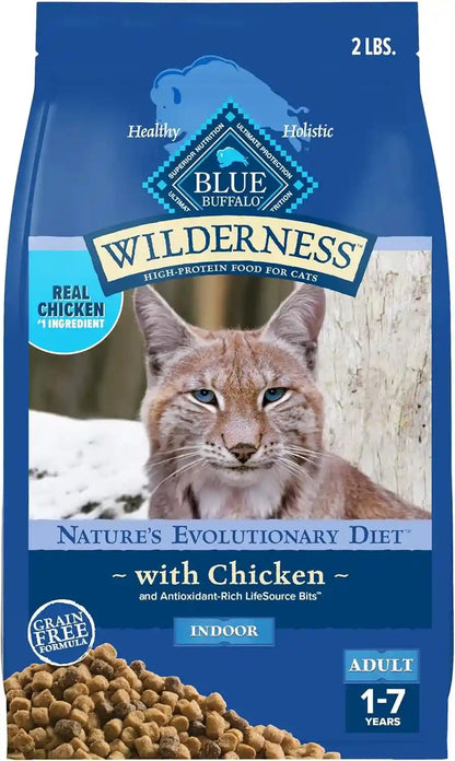 Blue Buffalo Wilderness Chicken Natural High-Protein Grain-Free Dry Food for Adult Indoor Cats, Real Chicken First, Antioxidant-Rich Lifesource Bits Support Immunity, Promotes Strong Muscles, 11 Lbs.11