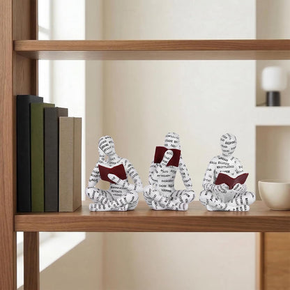 Bookshelf Decor Thinker Statue Set of 3, Abstract Reading Figurines for Bookcase, Reading Nook Decor, Office Bookshelf Decor, Living Room, Coffee Table, Shelf, Desk Decor5