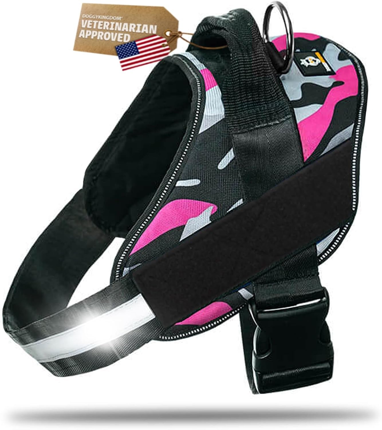 doggykingdom-no-choke-dog-harness-with-handle-and-patch-panels-adjustable-reflective-dog-vest-for-small-sized-dog-blue-s