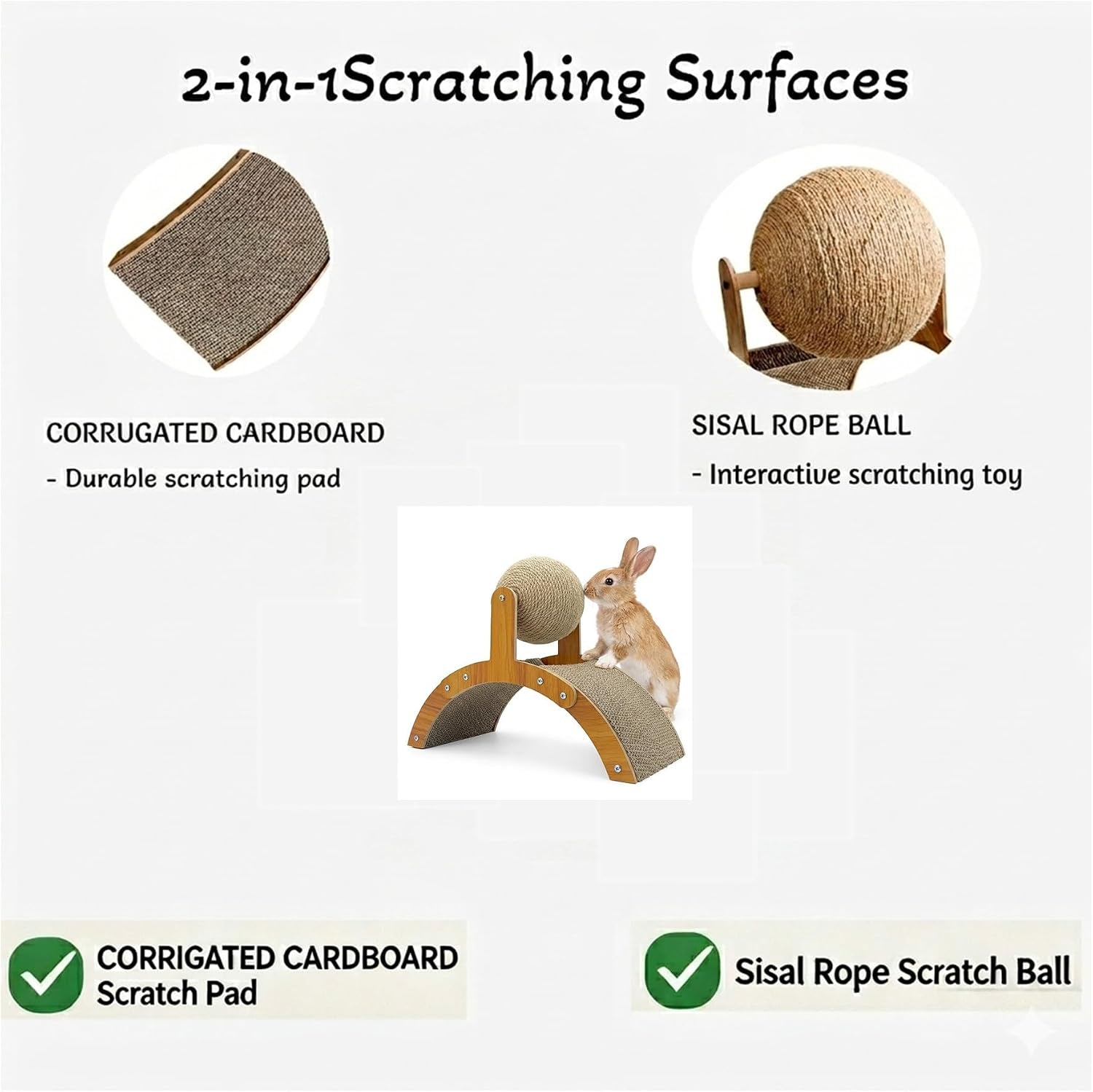 2-in-1-rabbit-scratching-toy-natural-sisal-ball-corrugated-cardboard-pad-bunny-claw-scratcher-stable-wood-arch-bridge-interactive-toys-for-rabbits-kittens-ferrets-chinchillas