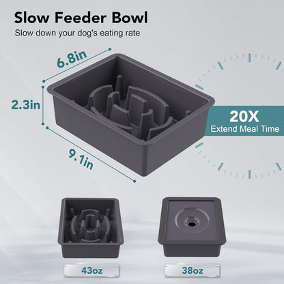 UPSKY 2-In-1 Elevated Dog Bowls Slow Feeder, 4 Height Adjustable Raised Bowl Stand, No Spill Dog Water Bowls, Anti-Slip Food and Water Bowls for Small Medium Dogs(Not Include Stainless Steel Bowl)4