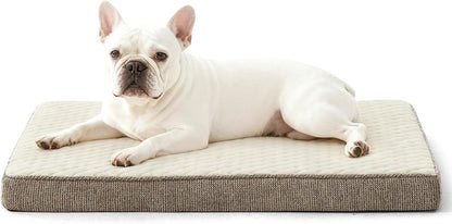 JOEJOY Orthopedic XL Dog Bed for Large Dogs, Waterproof Dog Bed for Crate with Washable Removable Cover, Extra Thick Egg-Crate Memory Foam Pet Beds, Grey, 41"X27"24