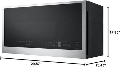 LG Smart 30 In. W 2 Cu. Ft. over the Range Microwave with Easyclean 1,050-Watt in Printproof Stainless Steel MVEL2033F7