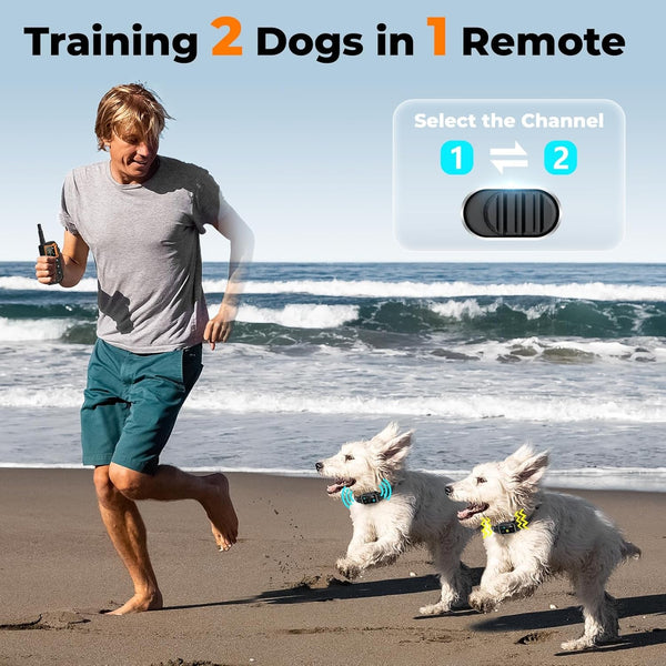 AI Dog Shock Collar 2 Dogs (10-120Lbs) - 3300FT Dog Training Collar with Remote, IPX7 Waterproof Collar with Beep, Vibration, Safe Shock for Large Medium Small Dogs, Keypad Lock and Flashing Light5
