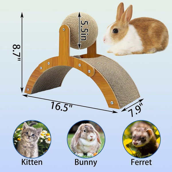 Fhiny Rabbit Scratch Toy, Natural Sisal Rabbit Scratching Ball with Cardboard Pad 2-In-1 Bunny Claw Scratcher Interactive Toys Nail Scratching Post for Indoor Pets Kittens Ferrets Small Animals6