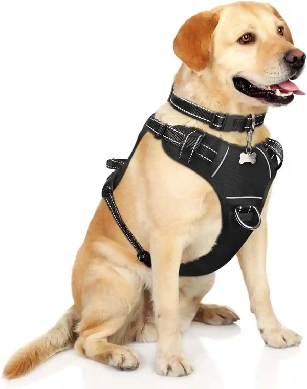 Dog Harness No Pull, Pet Harnesses with Dog Collar, Adjustable Reflective Oxford Outdoor Vest, Front/Back Leash Clips for Small, Medium, Large, Extra Large Dogs, Easy Control Handle for Walking26
