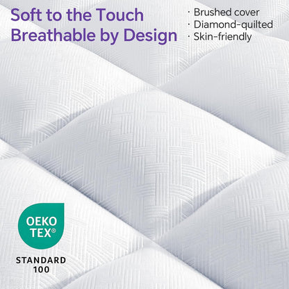 Queen Mattress Topper, Viscose Derived from Bamboo, Pillow Top | Cushioned Support, Breathable Mesh Sides, Memory Foam Blend Fill, Softens Firm Beds, Refreshes Old Beds, Guest Rooms, Rentals2