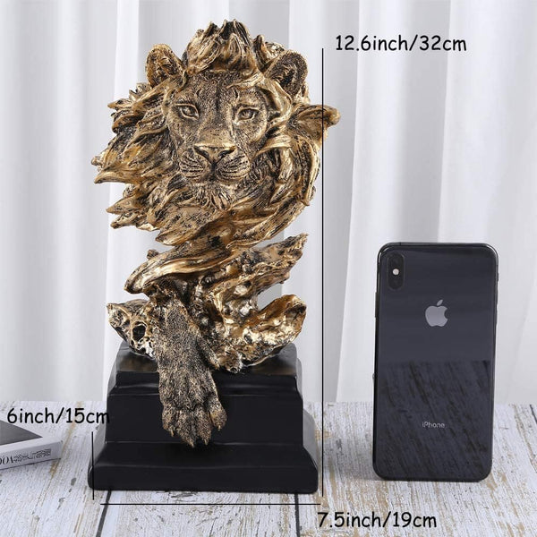Sandstone Lion Statue, the King of Beast, Collectible Figurines, Golden | Statue Decoration for Home/Study/Living Room, Great Collectible Figurines, Best Gift for the Man, Golden Color (HH17-D2)4