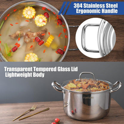 Stainless Steel Stock Pot - 8 Quart, Soup Pot Induction Compatible, Cooking Pot with Riveted Handle, Oven & Dishwasher Safe4