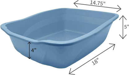 Large Open Top Cat Litter Pan Low Entry Sides Stain & Odor Resistant High-Impact Plastic Litter Box for Kittens, Senior & Arthritic Cats Multi Cat Household, Usa-Made Blue Eco Recycled Pet Toilet Tray4
