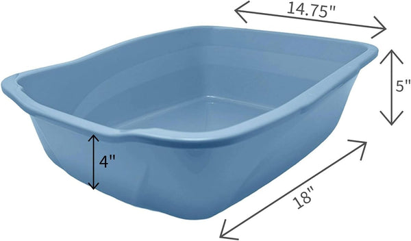 Large Open Top Cat Litter Pan Low Entry Sides Stain & Odor Resistant High-Impact Plastic Litter Box for Kittens, Senior & Arthritic Cats Multi Cat Household, Usa-Made Blue Eco Recycled Pet Toilet Tray4