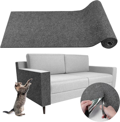 LSGCQ Cat Scratch Mat Self Adhesive Cat Scratch Furniture Protector | Self Adhesive Cat Scratching Mat Replacement for Cat Tree Post Couch Wall Furniture Protector (39.3" X 15.8", Light Gray)11