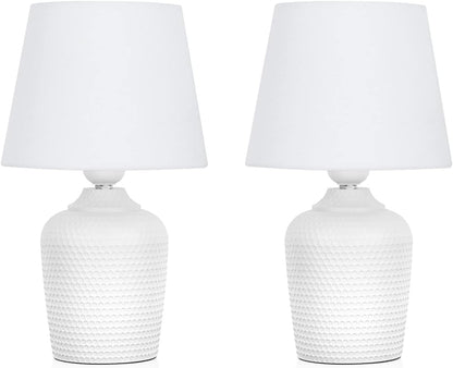 11.8’’ Small Table Lamps Set of 2 for Bedroom Kid’S Room Home Office, White | Cute & Unique, Perfect for Bedside Nightstand Desk Nursery Reading, Fabric Shade8
