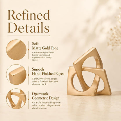 Gold Knot Statue for Coffee Table Centerpiece Decor,Modern Abstract Art Geometric Sculpture and Figurines, Home Decor Accent,Cube Knick Knacks for Shelves,Bookshelf,Entryway,Floating7