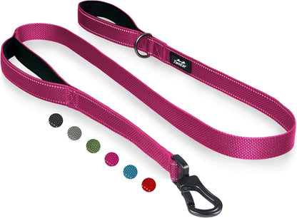 Twoear 6FT 1IN Strong Blue Dog Leash with 2 Padded Handles, Traffic Handle Extra Control, Comfortable Soft Dual Handle, Auto Lock Hook, Reflective Walking Lead for Small Medium and Large Dogs14