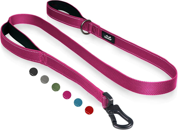 Twoear 6FT 1IN Strong Blue Dog Leash with 2 Padded Handles, Traffic Handle Extra Control, Comfortable Soft Dual Handle, Auto Lock Hook, Reflective Walking Lead for Small Medium and Large Dogs14