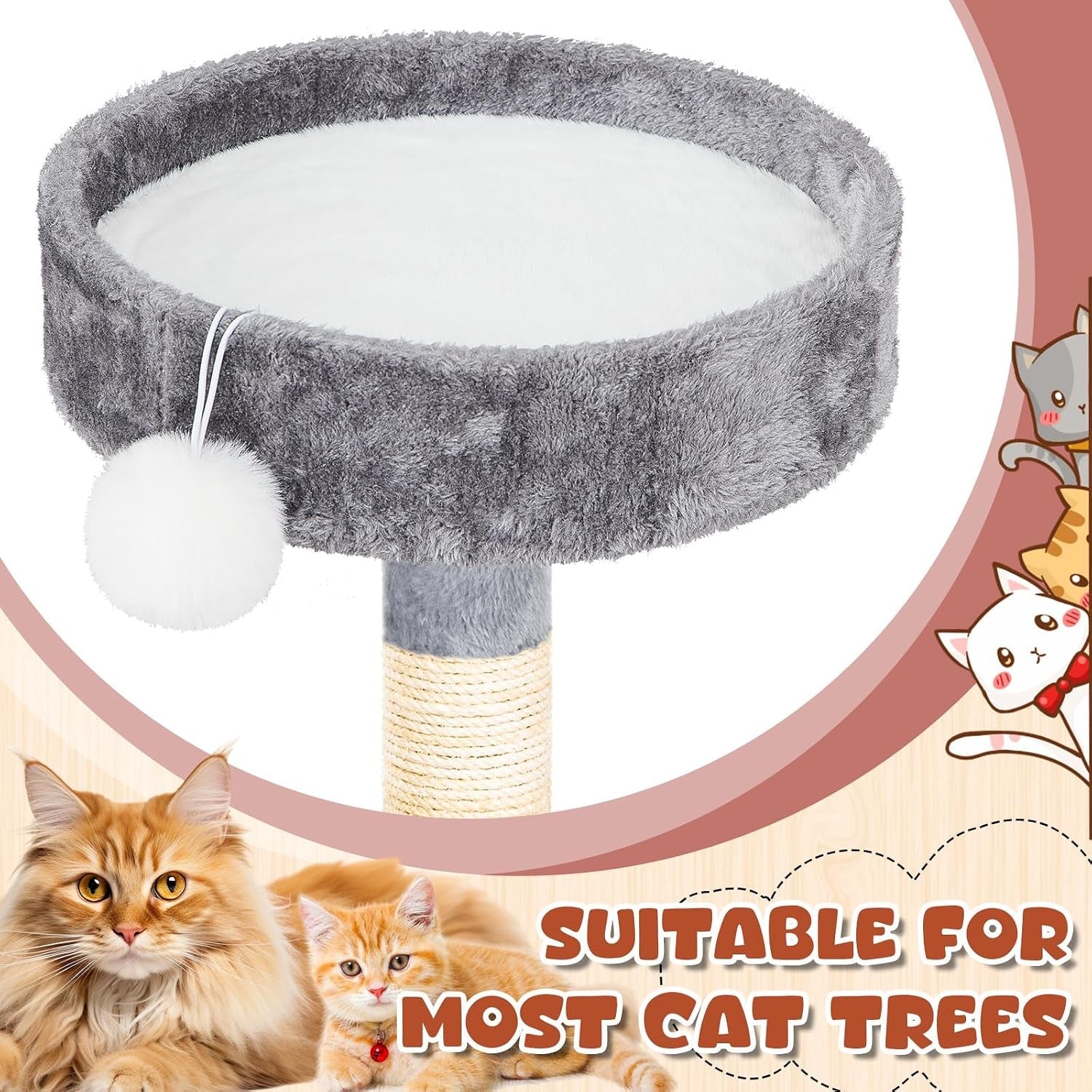 abbylike-3-pack-14-round-cat-dog-bed-cushion-pad-mat-faux-rabbit-fur-pet-sleeping-mat-with-small-ball-warm-plush-anti-slip-washable-cat-tree-tower-replacement-cushion-pad-for-carrier-crate-white