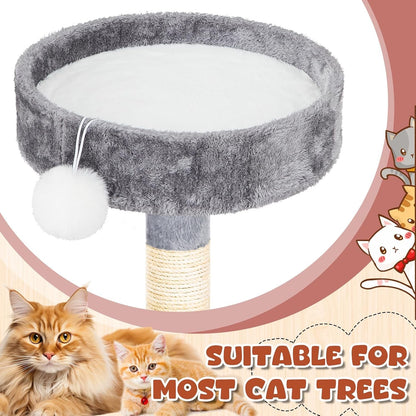 Abbylike 3 Pack 14" round Cat Dog Bed Cushion Pad Mat Faux Rabbit Fur Pet Sleeping Mat with Small Ball Warm Plush anti Slip Washable Cat Tree Tower Replacement Cushion Pad for Carrier Crate, White7