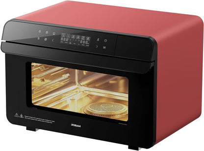 23QT Countertop Convection Steam Oven, Air Fryer Toaster Oven Combo | Combines Steam Cooking, Air Frying, and Baking with 30 Presets and Steam Self-Clean Function, Touchscreen Control - Red1