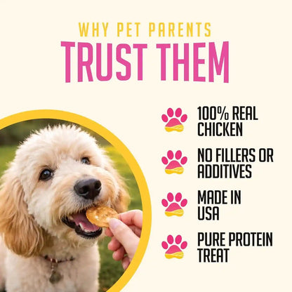 Sitstay Chicken Chips Dog Treats, Chicken Chips for Dogs - Single Ingredient Dog Treats - Dehydrated, 80% Protein Low Fat - Training Rewards - All Breeds & Life Stages - Made in USA - 4 Oz5