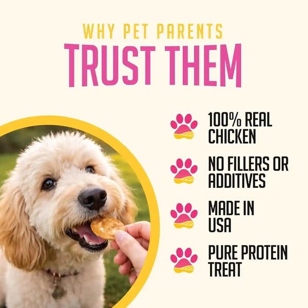 Sitstay Chicken Chips Dog Treats, Chicken Chips for Dogs - Single Ingredient Dog Treats - Dehydrated, 80% Protein Low Fat - Training Rewards - All Breeds & Life Stages - Made in USA - 4 Oz5