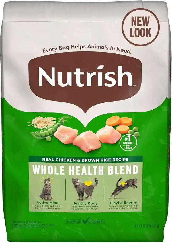 Nutrish Dry Cat Food, Chicken & Brown Rice Recipe, 14 Lb. Bag (Rachael Ray) | Vitamin E and Antioxidants Help Support a Healthy Immune System, Provides Complete & Balanced Nutrition1