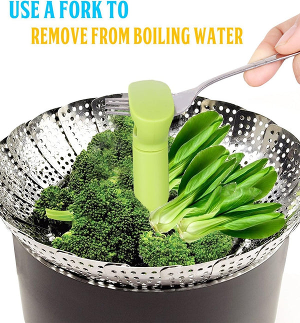 Vegetable Steamer Basket for Cooking Food, Stainless Steel Veggie Steam Basket for Pot, Folding Expandable Steaming Insert with Extendable Handle Fits Various Size Pot, 5.1" to 9"8