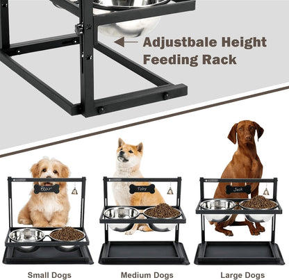Elevated Dog Bowls with Slow Feeder for Large Dogs – Adjustable Raised Stand with 2 Stainless Steel Bowls & Spill-Proof Mat, Non-Slip Dog Feeder for Large & Medium Dogs (Black)3