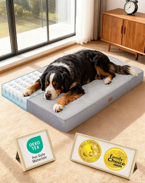 Ohgeni Orthopedic Waterproof Large Dog Bed, Memory Foam, 41 Inch(Gray) | Machine-Washable Removable Cover in Easy-Clean Fabric, Reversible Memory Foam & Easy-Carry Handle, Suitable for Crate16