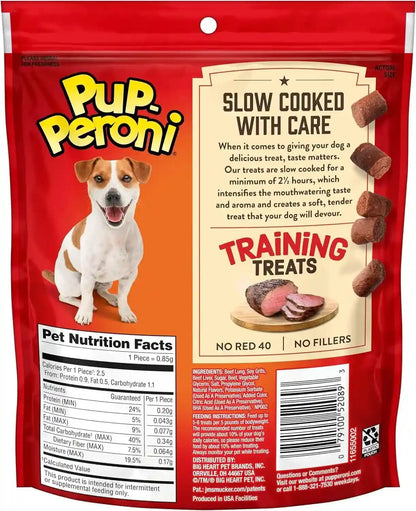Pup-Peroni Dog Training Treats Made with Real Beef, 8 Bags (5.6 Oz. Each) | Slow Cooked 2.5+ Hours for a Tender Texture & Rich, Meaty Taste. 24% Protein. No Fillers. No Red 40.7