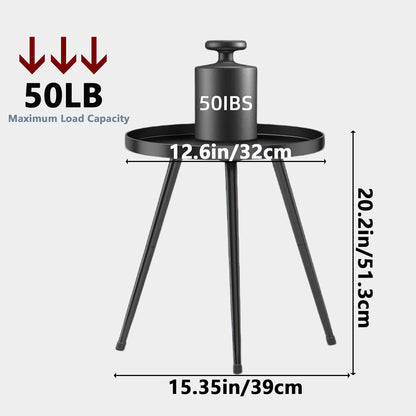 Small round Side Table, Black Metal End Table Night Stand for Bedroom Living Room Office3