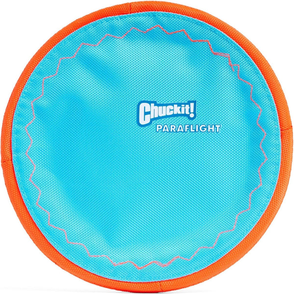 Chuckit! Paraflight Flying Disc Dog Toy - Water Floating Flyer - Durable Nylon Construction with Soft Rubber Edges - for Medium and Large Dogs - Size Large - 9.75" L X 9.75" W - Pack of 1 | Durable Nylon Build with Soft Rubber Edges, Made for Medium and Larger Sized Breeds, Lightweight and Easy to Throw, Pack of 11