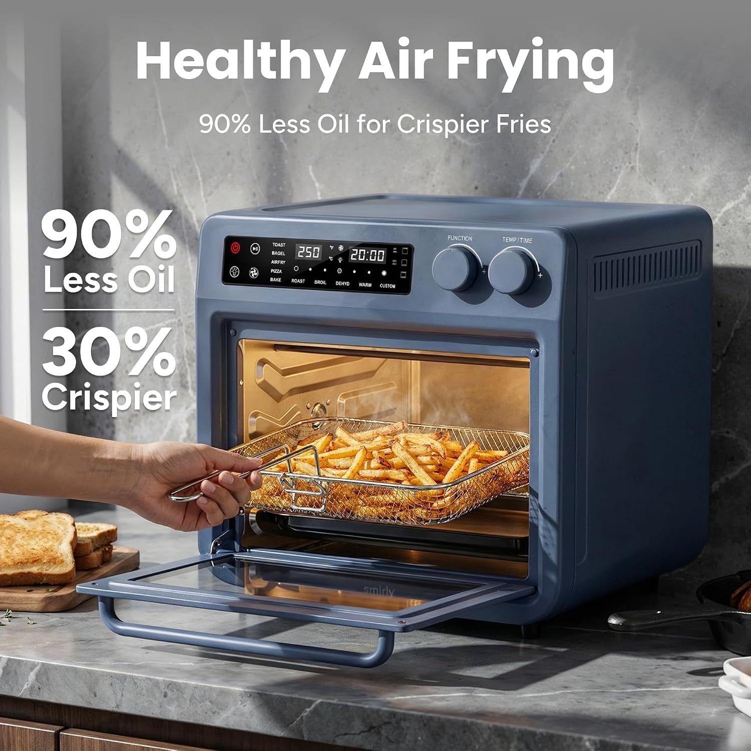 digital-air-fryer-toaster-oven-combo-25l-stainless-steel-blue-convection-countertop-oven-10-in-1-multi-function-fits-12-pizza-6-slices-of-toast-smart-bake-roaster-cooking-appliances