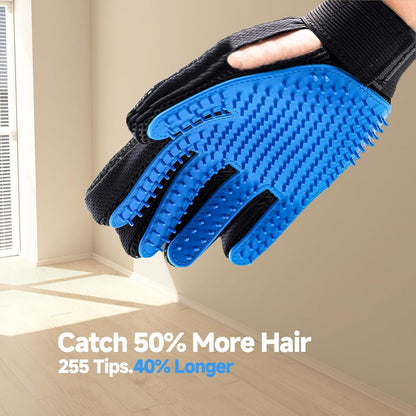 NVNAN Pet Hair Removal Glove for Dogs & Cats, 2-Pack Blue | 2-In-1 Deshedding Brush and Massage Mitt for Shedding Control, Bathing and Washing, Safe for Short or Long Hair Pets2