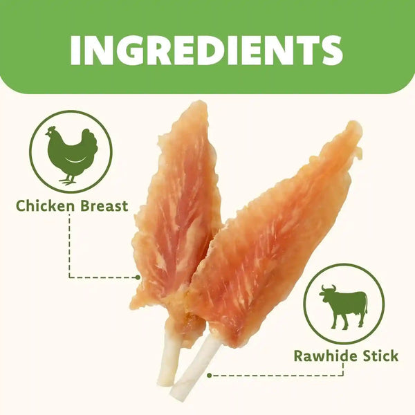 MON2SUN Dog Treats, Chicken Wrapped Triangle Rawhide Sticks, 18.34 Oz | 4–4.5 Inch Size, 40 Count Pack, High Protein, Easy-To-Hold Design, for Puppies & Small Dogs, Daily Rewards3