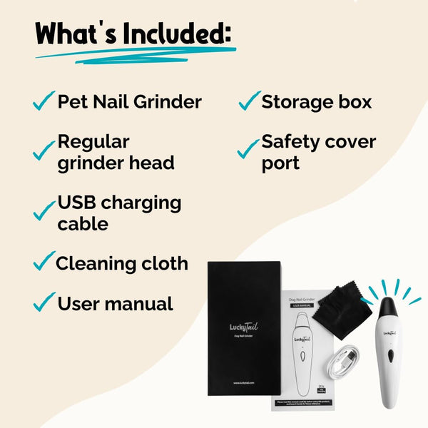 Luckytail Pet Nail Grinder for Dogs and Cats - Super Quiet and Low Vibration Electric Dog Nail Grinder with 2 LED Lights - USB Rechargeable and Cordless - 2 Speeds - Small to Large Pets7